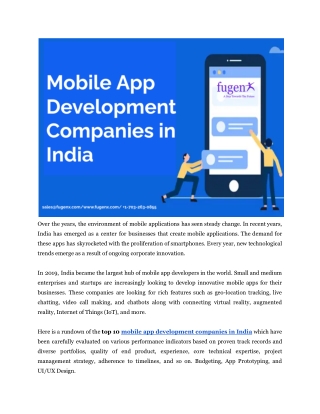 Mobile App Development Companies in India