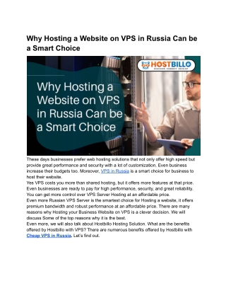 Why Hosting a Website on VPS in Russia Can be a Smart Choice