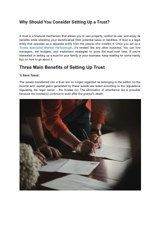 Why Should You Consider Setting Up a Trust