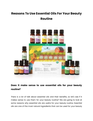 Reasons To Use Essential Oils For Your Beauty Routine