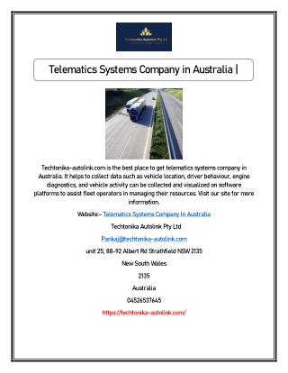 Telematics Systems Company in Australia | Techtonika-autolink.com
