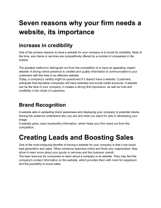 Seven reasons why your firm needs a website, its importance