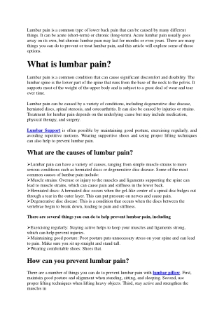 What Is Lumbar Pain And How Can You Prevent It