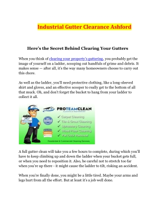 Industrial Gutter Clearance Ashford