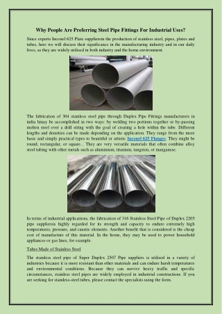 Why People Are Preferring Steel Pipe Fittings For Industrial Uses