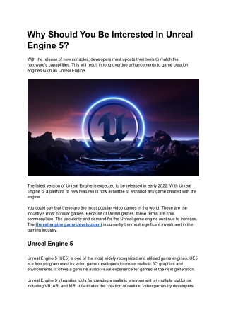 Why Should You Be Interested In Unreal Engine 5_