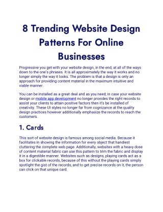 8 Trending Website Design Patterns For Online Businesses
