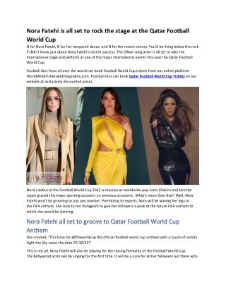 Nora Fatehi is all set to rock the stage at the Qatar Football World Cup