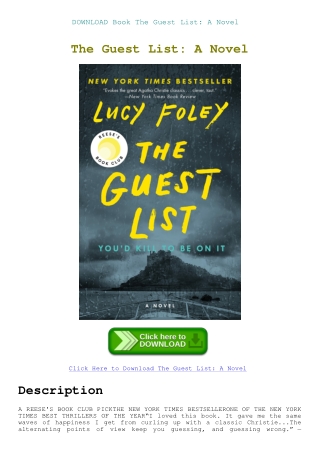 DOWNLOAD Book The Guest List A Novel
