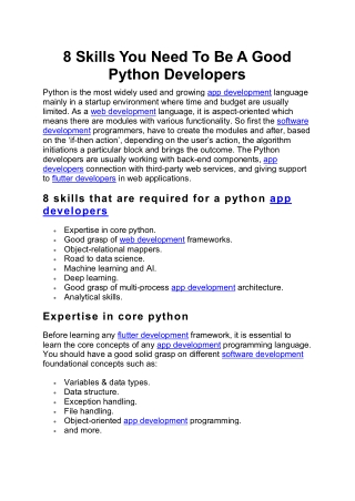 8 Skills You Need To Be A Good Python Developers