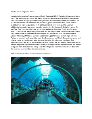 Sea Aquarium Singapore Ticket