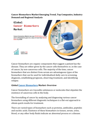 Cancer Biomarkers Market Emerging Trend