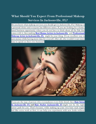 What Should You Expect From Professional Makeup Services In Jacksonville, FL