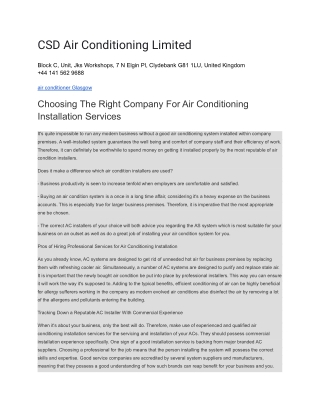 CSD Air Conditioning Limited