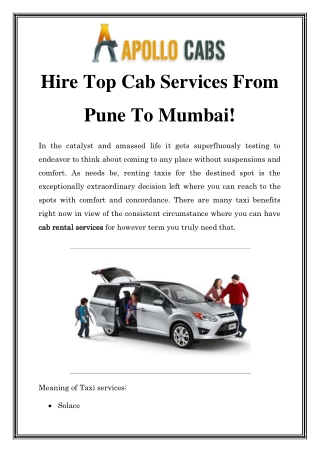 Pune To Mumbai Cab Rental Services Call-09146390224