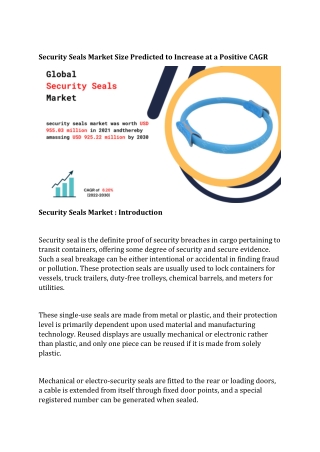 Security Seals Market Latest Technological Developments Report by 2030