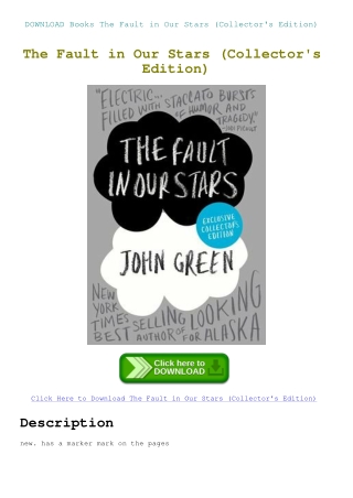 DOWNLOAD Books The Fault in Our Stars (Collector's Edition)