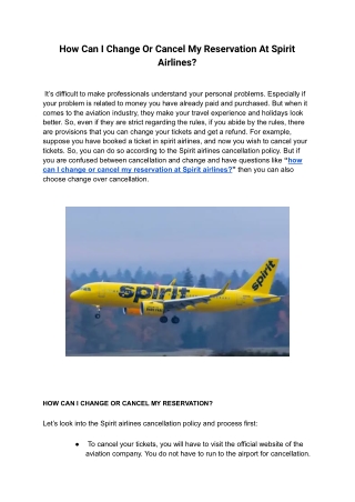 How Can I Change Or Cancel My Reservation At Spirit Airlines?