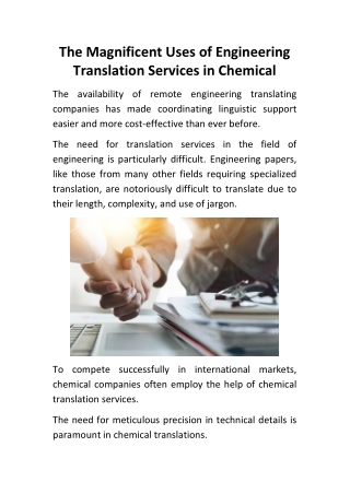 The magnificent uses of engineering translation services in Chemical