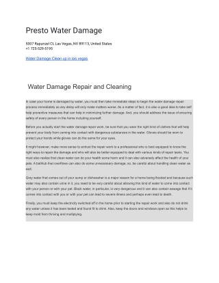 Presto Water Damage