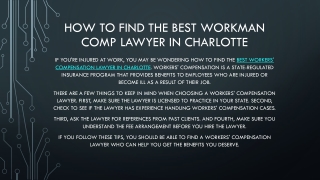 How to Find the Best Workman Comp Lawyer in Charlotte