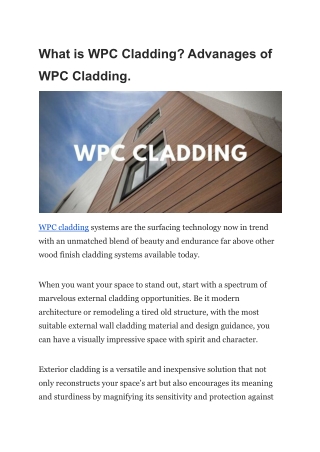 What is WPC Cladding_ Advanages of WPC Cladding