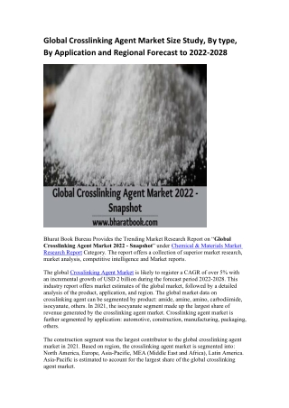 Global Crosslinking Agent Market Research Report 2022-2028