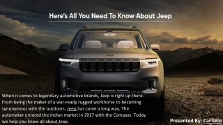 Here all you need to  know about jeep