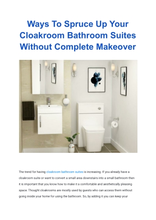 Ways To Spruce Up Your Cloakroom Bathroom Suites Without Complete Makeover