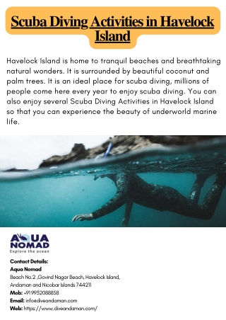 Scuba Diving Activities in Havelock Island