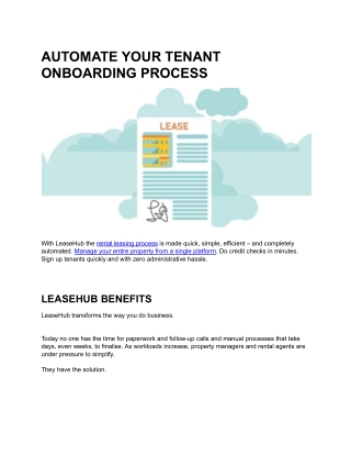 AUTOMATE YOUR TENANT ONBOARDING PROCESS