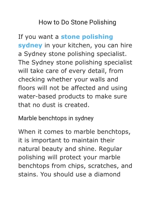 How to Do Stone Polishing