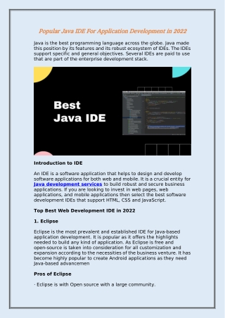 Popular Java IDE For Application Development in 2022