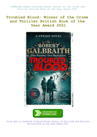 DOWNLOAD eBook Troubled Blood Winner of the Crime and Thriller British Book of the Year Award 2021