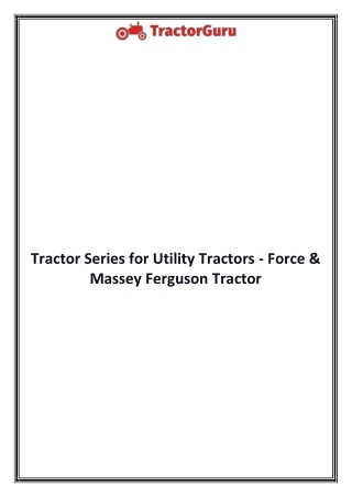 Tractor Series for Utility Tractors - Force & Massey Ferguson Tractor