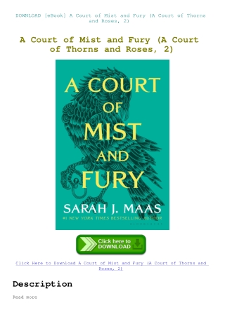 DOWNLOAD [eBook] A Court of Mist and Fury (A Court of Thorns and Roses  2)