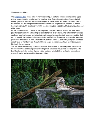 Singapore zoo tickets