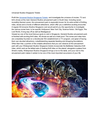 Universal Studios Singapore Tickets