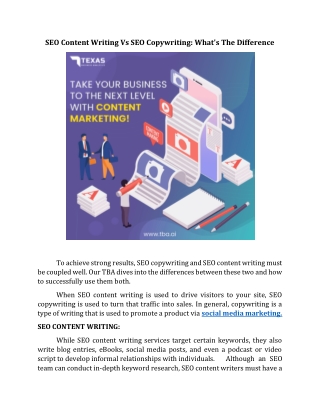 SEO CONTENT WRITING VS SEO COPYWRITING WHAT'S THE DIFFERENCE