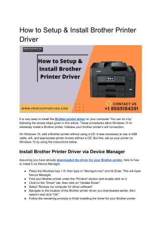 How to Setup & Install Brother Printer Driver