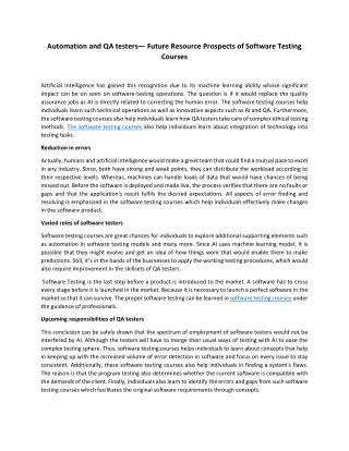 Automation and QA testers— Future Resource Prospects of Software Testing Courses [new] pdf
