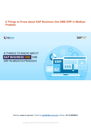 8 Things to Know about SAP Business One SME ERP in Madhya Pradesh