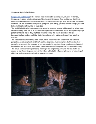 Singapore Night Safari Tickets