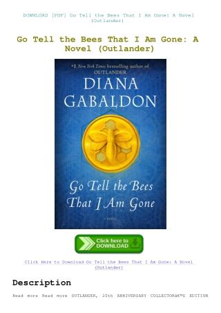 DOWNLOAD [PDF] Go Tell the Bees That I Am Gone A Novel (Outlander)