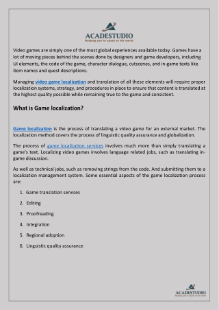 Gamers Through Gaming Localization