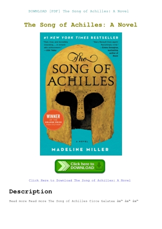 DOWNLOAD [PDF] The Song of Achilles A Novel