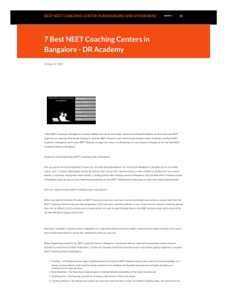 7 Best NEET coaching Centers in Bangalore