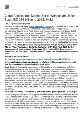 Cloud Applications Market Set for Rapid Growth Of USD 356 billion By 2025: MnM™