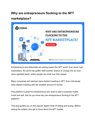 Why are entrepreneurs flocking to the NFT marketplace?