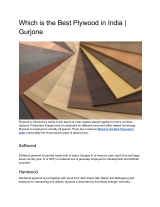 Which is the Best Plywood in India _ Gurjone